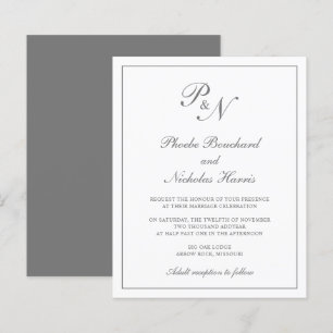 Elegantes Monogram Graues Budget Einladung zur Hoc