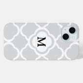 Elegantes Monogram Gray Muster Case-Mate iPhone Hülle (Rückseite (Horizontal))