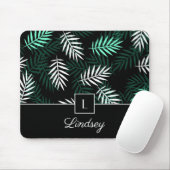 Elegantes Monogram Green Blätter Botanisches Muste Mousepad (Mit Mouse)