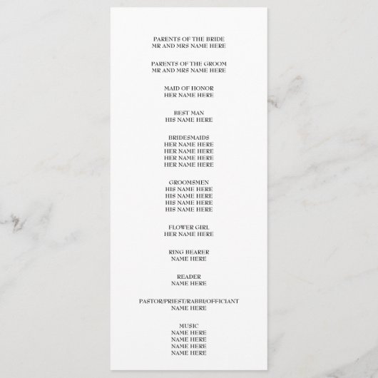 Elegantes Monogram-Hochzeitsprogramm Programm (Rückseite)