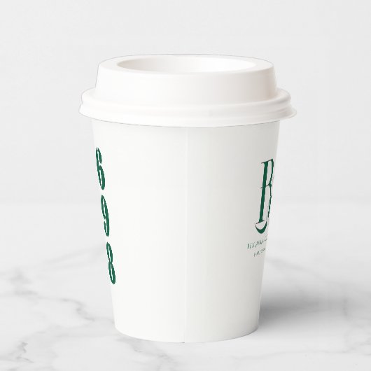 Elegantes Monogram Initials Polterabend-Party Pappbecher (Rechts)