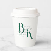 Elegantes Monogram Initials Polterabend-Party Pappbecher (Vorderseite)