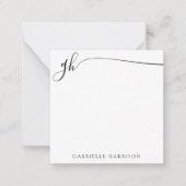 Elegantes Monogram-Initials Schwarzes Skript Mitteilungskarte (Vorderseite)