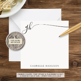 Elegantes Monogram-Initials Schwarzes Skript Mitteilungskarte