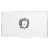Elegantes Monogram-Initials-Wappen Schwarz auf Wei Kissenbezug (Vorderseite-Links)
