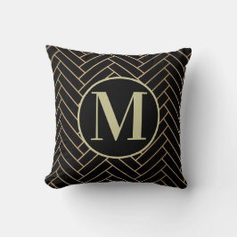 Elegantes Monogram Kissen in Schwarz & Gold