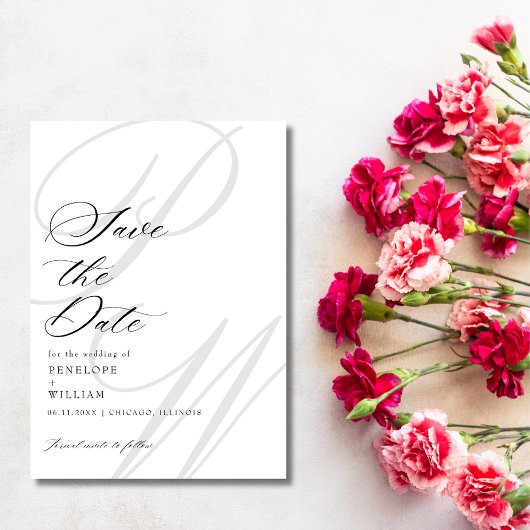 Elegantes Monogram Letters Foto Wedding Save The Date