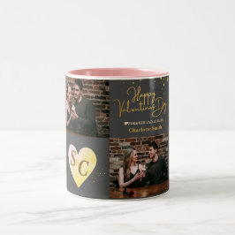 Elegantes Monogram Liebe Valentine's Day Pärchen F Zweifarbige Tasse