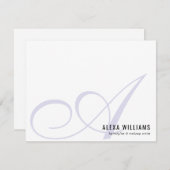 Elegantes Monogram Light Lila Simple Business Mitteilungskarte (Vorne/Hinten)