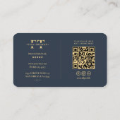 Elegantes Monogram Logo F T Modernes dunkelblaues Visitenkarte (Rückseite)