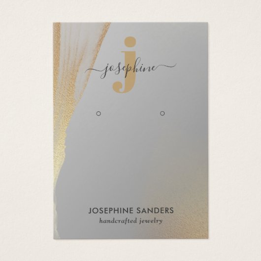Elegantes Monogram Logo Gold Gray Earring Display (Vorderseite)