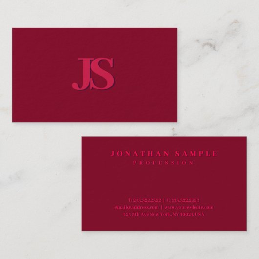 Elegantes Monogram Luxury Premium Dickpapier Visitenkarte (Vorne/Hinten)