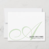 Elegantes Monogram Mint Green Simple Business Mitteilungskarte (Vorderseite)