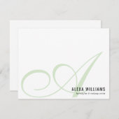 Elegantes Monogram Mint Green Simple Business Mitteilungskarte (Vorne/Hinten)