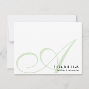 Elegantes Monogram Mint Green Simple Business Mitteilungskarte