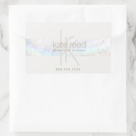 Elegantes Monogram Modernes Seashell Geschenkzerti Rechteckiger Aufkleber (Tasche)