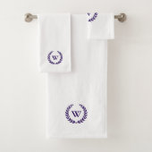 Elegantes Monogram Navy Blue on White Towel Set (Insitu)