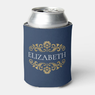 Elegantes Monogram Navy Blue Party kann kühler wer Dosenkühler