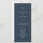 Elegantes Monogram Navy Blue Wedding Program Einladung (Vorderseite)