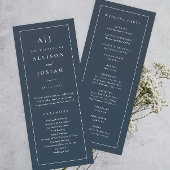 Elegantes Monogram Navy Blue Wedding Program Einladung