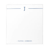 Elegantes Monogram Navy White Notepad Notizblock (Vorderseite)