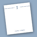 Elegantes Monogram Navy White Notepad Notizblock<br><div class="desc">Fügen Sie diesem eleganten marineblau-blauen und weißen Notizblock einfach Ihren eigenen Monogramm-Initial und Namen hinzu.</div>