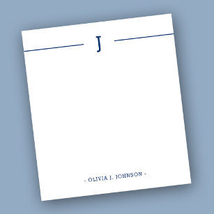 Elegantes Monogram Navy White Notepad Notizblock