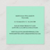 Elegantes MONOGRAM Neo Mint Black Quadratische Visitenkarte (Rückseite)