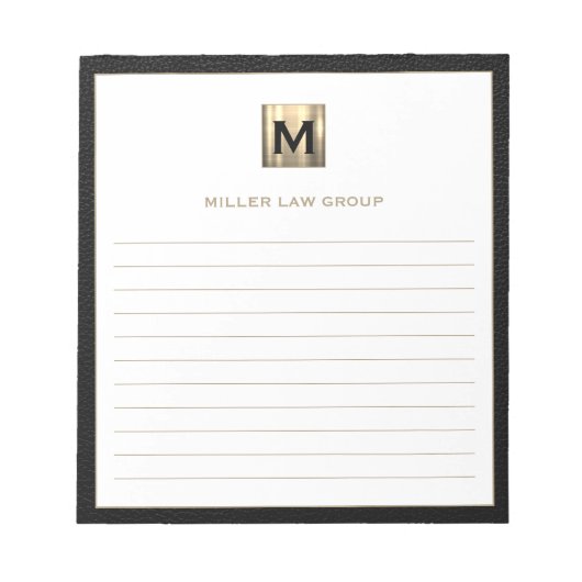 Elegantes Monogram Notepad Notizblock (Vorderseite)