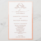 Elegantes Monogram Peach Wedding Program (Vorderseite)