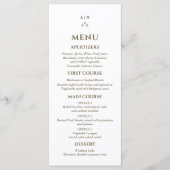 Elegantes Monogram Pearl Wedding Menu Menükarte (Vorderseite)