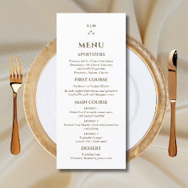 Elegantes Monogram Pearl Wedding Menu Menükarte
