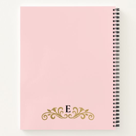 Elegantes Monogram Pink Gold Office School Noteboo Notizblock (Rückseite)