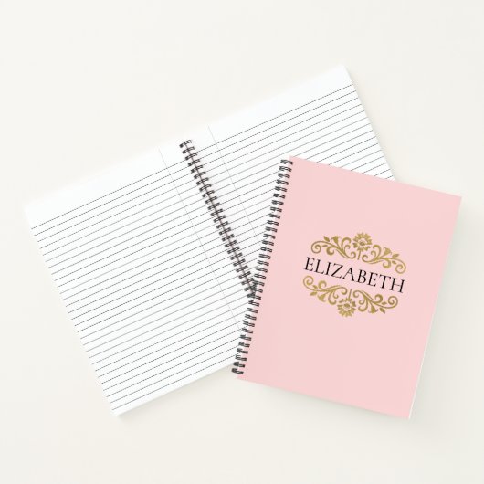 Elegantes Monogram Pink Gold Office School Noteboo Notizblock (Innenseite)