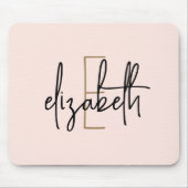 Elegantes Monogram Pink Gold Script Mousepad (Vorne)