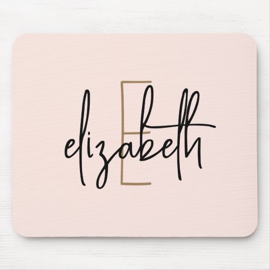 Elegantes Monogram Pink Gold Script Mousepad (Vorne)