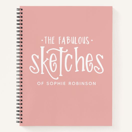 Elegantes Monogram Pink Sketch-Buch Notizblock (Vorderseite)