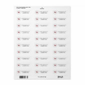 Elegantes Monogram Red Return Address Label (Vorne)