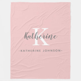 Elegantes Monogram Rosa Fleece Blanket