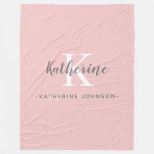 Elegantes Monogram Rosa Fleece Blanket