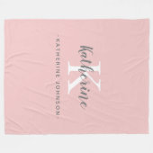 Elegantes Monogram Rosa Fleece Blanket (Vorderseite (Horizontal))