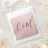 Elegantes Monogram Rose Glitzer Gastgeschenk Hochz Geschenktütchen (Ausgeschnitten)