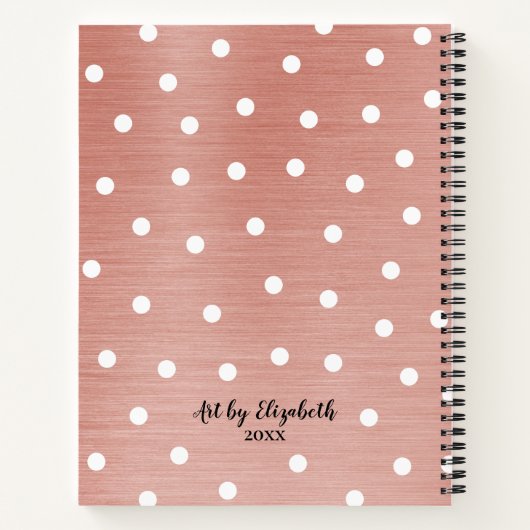Elegantes Monogram Rose Gold Sketchbook Notebook Notizblock (Rückseite)