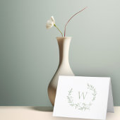 Elegantes Monogram Sage Green Floral Blätter Wappe Dankeskarte