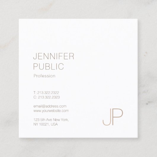 Elegantes Monogram Schlicht Modernes Design Luxus Quadratische Visitenkarte (Vorderseite)