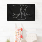 Elegantes Monogram Schwarz-weiß Wedding Banner (Insitu)