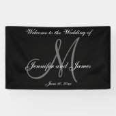 Elegantes Monogram Schwarz-weiß Wedding Banner (Horizontal)