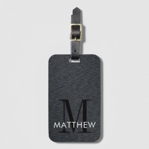 Elegantes Monogram Script Black Brushed Metal  Gepäckanhänger