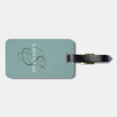 Elegantes Monogram Script Dusty Green Niedlich Lea Gepäckanhänger (Rückseite horizontal)