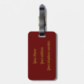 Elegantes Monogram Script Modernes Burgundy Red Go Gepäckanhänger (Rückseite vertikal)